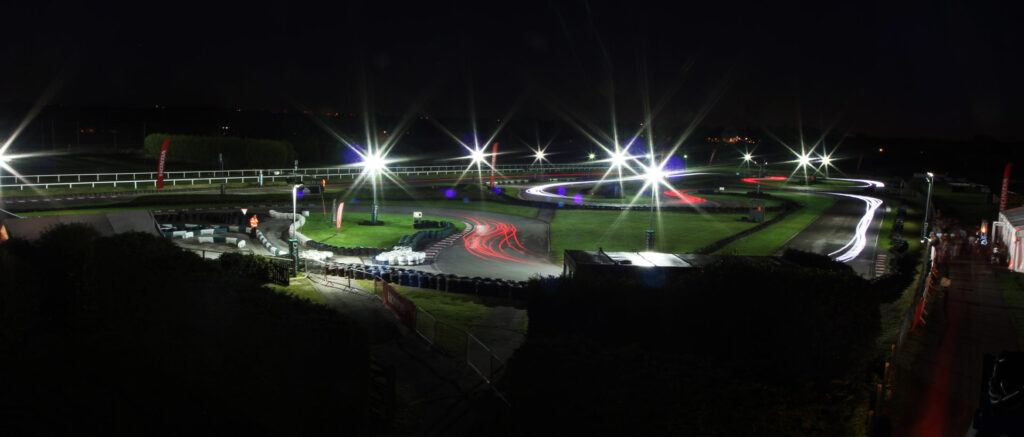 Sandown Park circuit under floodlights
